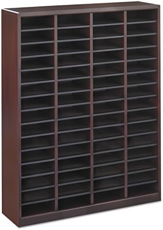 Safco Products E-Z Stor Wood Literature Organizer, 60 Compartment, 9331MH, Mahogany, Durable Construction, Removable Shelves, Plastic Label Holders