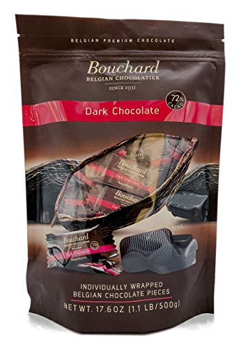 Bouchard Premium Belgian Dark Chocolate with 72% Cacao | Individually Wrapped Pieces (2 LB)