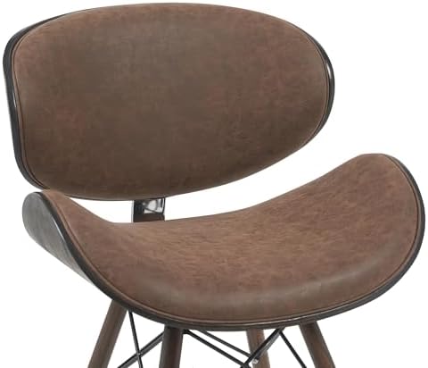 Armen Living Cassie Dining Chair in Black Faux Leather and Walnut Wood Finish 20D x 21W x 31H in