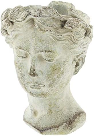 Greek/Roman Style Female Statue Head Cement Planter (Style 1)
