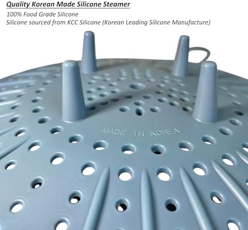 Korean Made Silicone Steamer Basket 10' Size, Silicone Steamer Insert for Pot Flexible Design (Gray) Stocking Stuffer