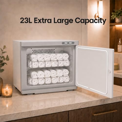 ForPro Professional Collection Premium Hot Towel Warmer, 23L Extra Large Capacity, Two Stainless Steel Racks, Black