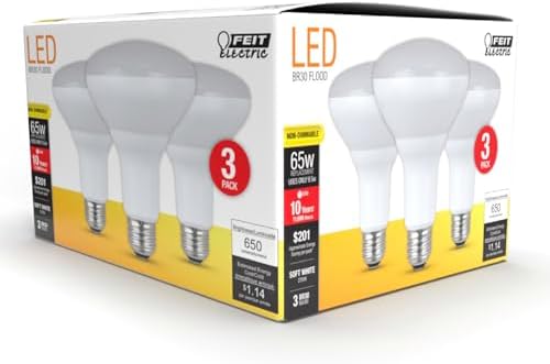 Feit Electric BR30 LED Light Bulbs, 65W Eq, Soft White, 3 Pack