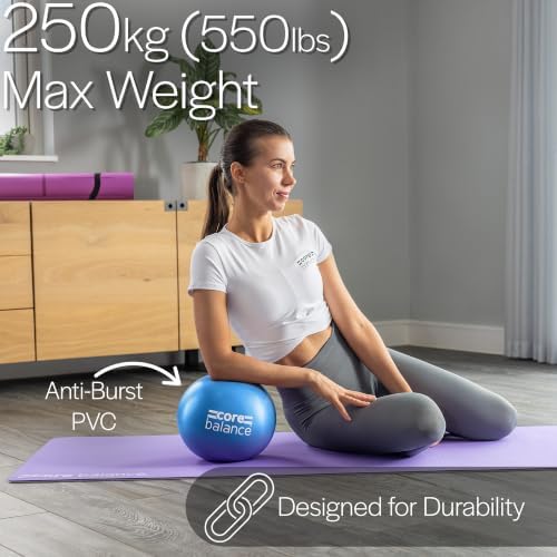 Core Balance 9 Inch Anti Burst Pilates Ball - Mini Exercise Ball for Yoga, Barre, Stretching and Core Stability Workout