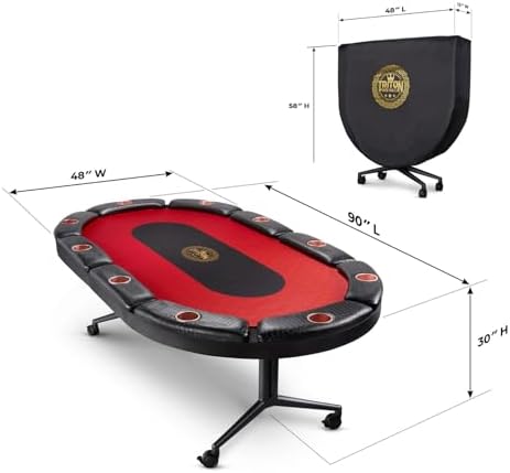 Triton Premium Foldable Poker Table - Poker Table for 10 Players Long-Lasting, Luxurious Vegas Style Casino Experience at Home