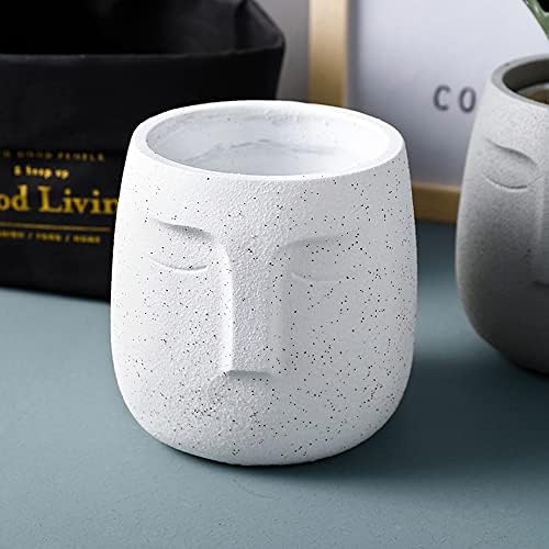 GeLive Head Plant Pot Succulent Planter with Drainage Hole Modern Statue Flower Pot Face Plant Vase Windowsill Box Art Home Decoration Indoor