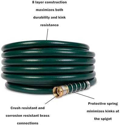Gilmour 864751-1001 75ft Heavy Duty Flexogen Garden Hose, 5/8" Diameter | Heavy Duty Build, 500 PSI, Kink-Resistant Layers, Brass Fittings, All-Weather Durability, Made in USA