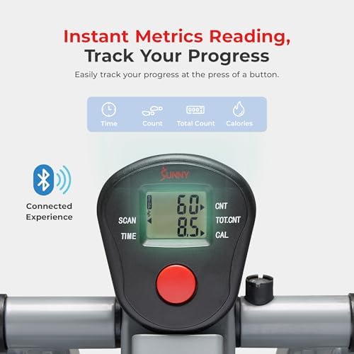 Sunny Health & Fitness Smart Air Walk Elliptical Glider Sprinter Trainer | 30" Stride, Low-Impact, Quiet Operation, Foldable and Compact Design, Digital Monitor, SunnyFit App Connectivity