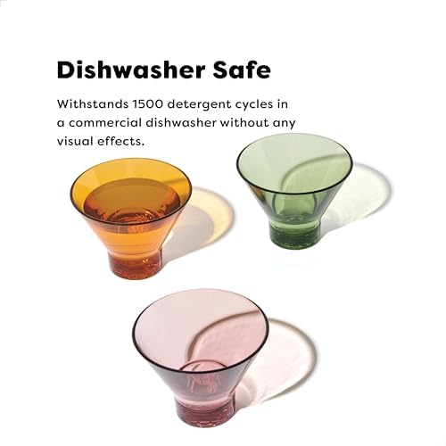 TOSSWARE RESERVE 8oz Stemless Martini Glass, SET OF 4, Premium Quality, Tritan Dishwasher Safe & Heat Resistant Unbreakable Plastic Cocktail Glasses