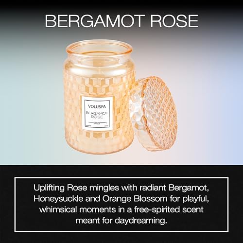 Voluspa Milk Rose, Large Candle Jar, 18 Ounce, 100 Hour Burn Time, Coconut Wax for Clean Burning, Handcrafted in the USA