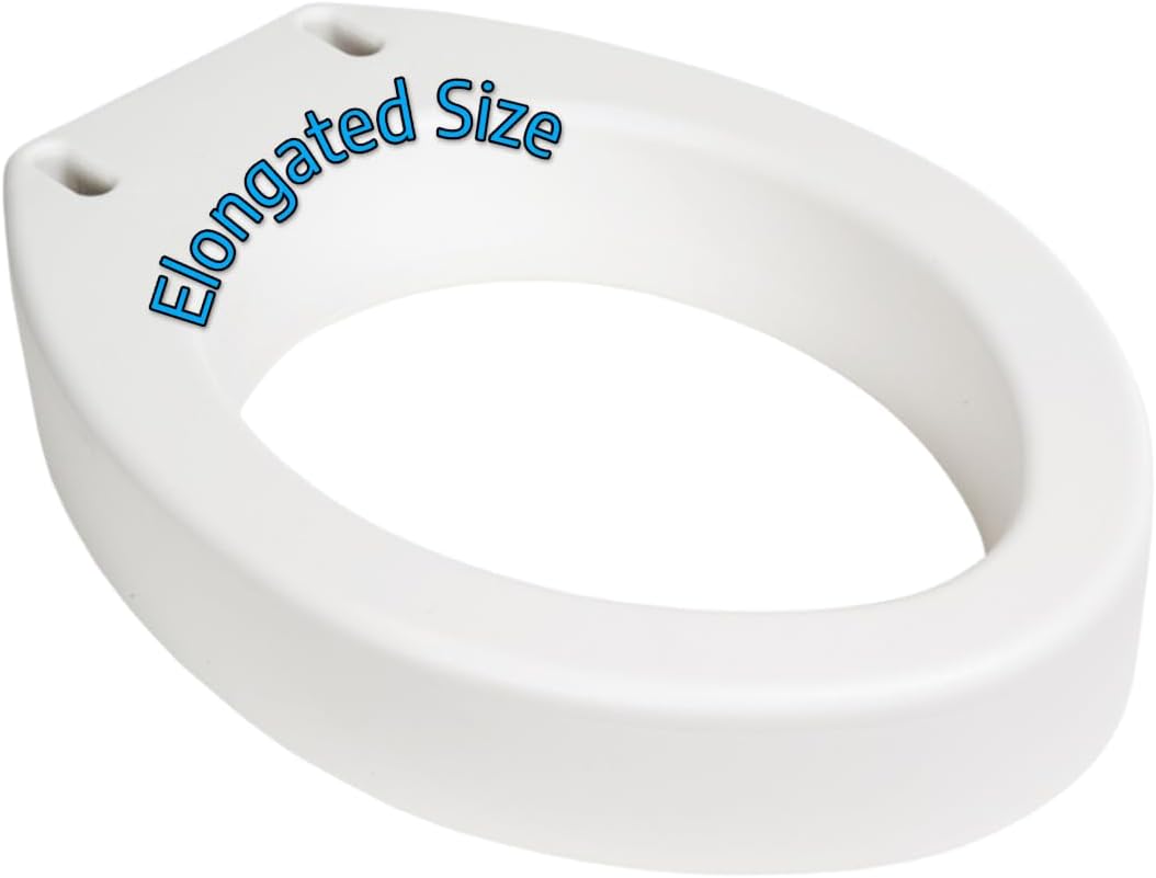 Essential Medical Supply Toilet Seat Riser for Elongated Bowl with 3.5" Rise - 19 x 14 x 3.5 Inch, Elevating and Raising Toilet Seat for Seniors