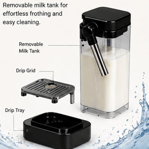 19 Bar Multi-Capsule Coffee Maker with Milk Frother | Compatible with Nespresso/K-Cup/E.S.E./DG, Adjustable Temp & Volume, 1.2L Water Tank