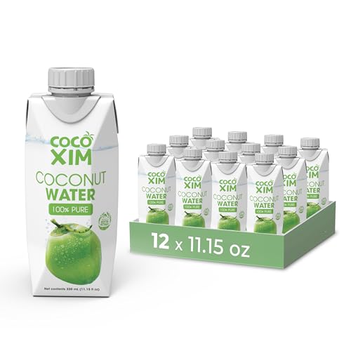 COCOXIM Ready to Drink Pure Coconut Water, 33.8 oz, Pack of 12, Zero Sugar