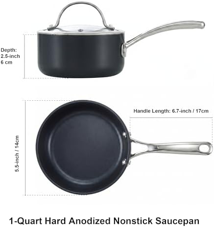 Cooks Standard Classic 2 Quart Hard Anodized Nonstick Saucepan with Glass Lid