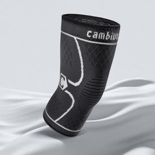 CAMBIVO 2 Pack Knee Braces for Women & Men, Knee Compression Sleeves for Knee Pain Relief, Knee Support with Non-Slip Silicone, Breathable, for Running, Workout, Weightlifting & Daily Use, Arthritis Support (Black, Medium)