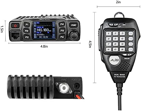 AnyTone AT-778UVII Transceiver Mobile Radio Dual Band 25W VHF/UHF VOX Vehicle Car Radio w/Cable | Vehicle Car Radio 2m 70cm Mini Mobile Transceiver w/Cable for RV Camping