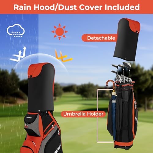 Goplus Golf Cart Bag with 14-Way Top Organizers, Lightweight Portable Golf Club Bag W/7 Zippered Pockets Including Waterproof Valuable Pockets