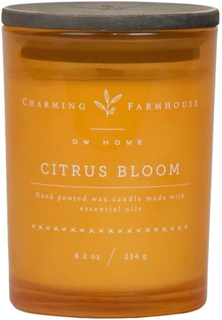 Charming Farmhouse by DW Home Vanilla Brûlée Scented Candle, 8 oz Wooden Wick Candle, Vanilla Bean, Toffee & Toasted Marshmallow Fragrance, Up to 40H Burn Time