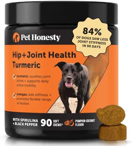 Hip + Joint Supplement for Dogs with Glucosamine Chondroitin - MSM, Turmeric & Collagen Soft Chews - Joint Function, Stiffness, and Mobility Support, May Reduce Occasional Discomfort (Chicken, 90 Ct)