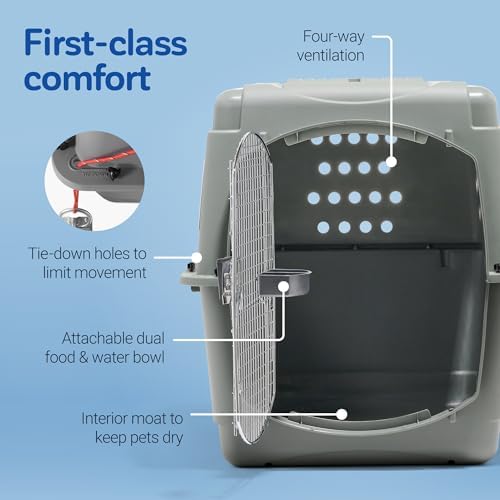 Petmate Sky Kennel - For Air and Travel, Airline Compliant Dog Crate for Pets 50-70 lbs, Heavy Duty Dog Kennel, Made in the USA- 36 Inches