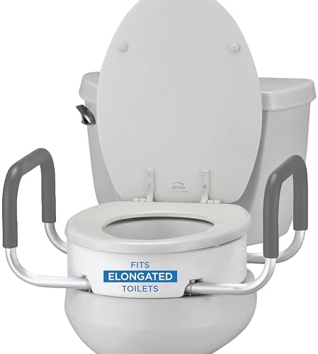 NOVA Raised Toilet Seat with Handles for Seniors – Standard Toilet Riser with Safety Grab Bars, Elevated Toilet Seat for Elderly, Disabled & Post-Surgery Support - Standard Toilet