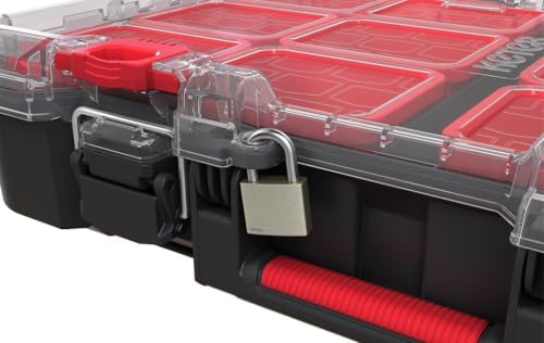 Keter Masterloader Resin Rolling Tool Box with Locking System and Removable Bins – Perfect Organization and Storage Chest for Power Drill, Tape Measure, and Screwdriver Set, Black | Black, Heavy Duty, Weatherproof, All Terrain Wheels, Durable, Easy Slide…
