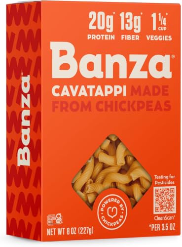 Banza Cavatappi Pasta from Chickpeas - Gluten Free, High Protein, and Lower Carb Protein Cavatappi Chickpea Pasta - 8oz | High Protein Pasta with 20g per Serving - No-Compromises Taste & Texture - Gluten Free and Lower Carb