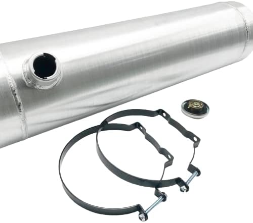 JSD 5 Gallons 8”x24“ Aluminum Spun Round Fuel Gas Tank Cell Fuel Tank with Bracket End Fill 1/4" NPT Outlet