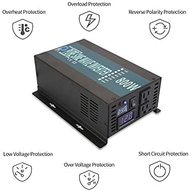 WZRELB RBP80012VCRT 800W 12V 120V Pure Sine Wave Solar Power Inverter with Remote Control Switch