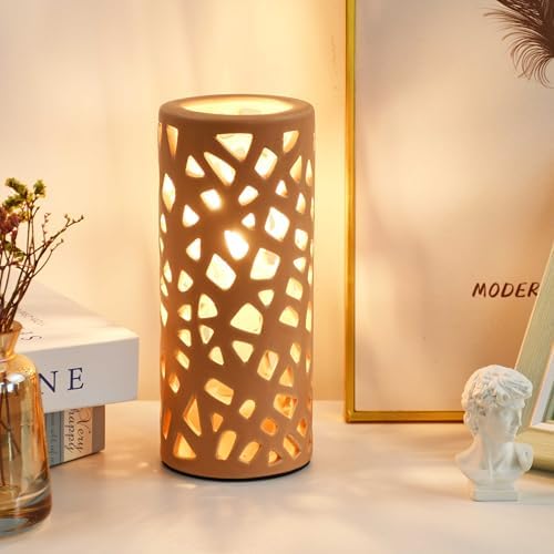 Nave Small Modern Terracotta Ceramic Table Lamp, Kids Night Nursery Table Lamp, 3.14H7.48IN, Bulb Excluded, Terracotta Carving Bird Nest