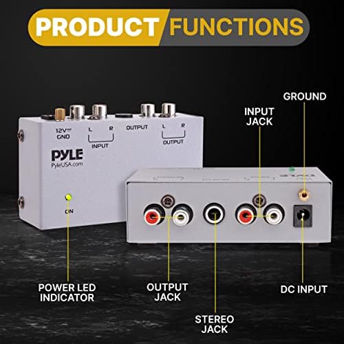 Pyle Ultra Compact Phono Preamp - Mini Turntable Preamp for Audio - Guitar