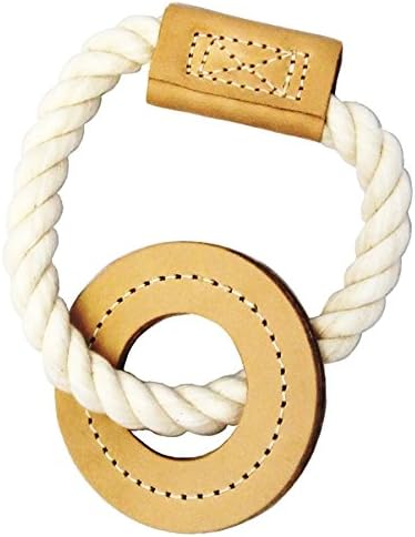 Natural Cotton & Leather Tug Toy for Dogs - Durable Chew-Resistant Design for Long-Lasting Play - Ideal for Interactive Play