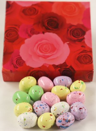 Scott's Cakes Speckled Chocolate Malted Eggs in a 1 Pound White Gourmet Box