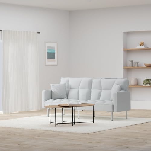 Best Choice Products Convertible Linen Fabric Tufted Split-Back Plush Futon Sofa Furniture for Living Room, Apartment, Bonus Room