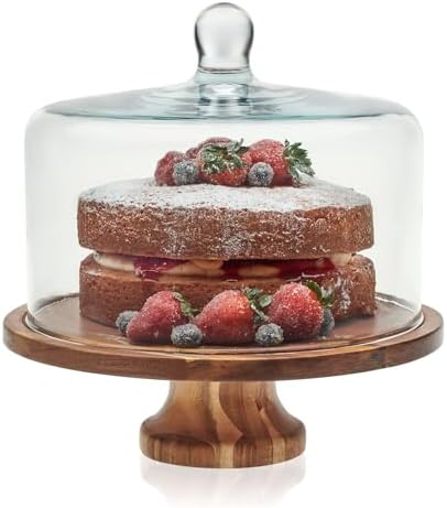 Libbey Selene 6-in-1 Domed Cake Stand, Unique Space Saving Glass Cake Stand with Dome, Multi-Purpose Dip Bowl To Serve Snacks and More