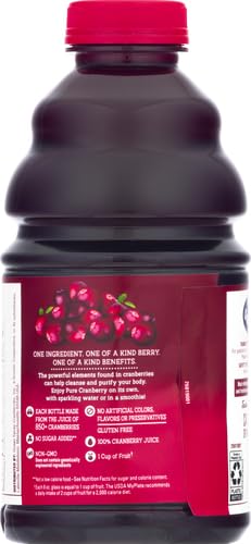 Ocean Spray® Pure Unsweetened Cranberry, 100% Cranberry Juice From Concentrate, 32 Fl Oz Bottle (Pack of 8)