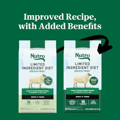 Nutro Limited Ingredient Diet Dry Dog Food, Lamb & Sweet Potato, 4 lb | Grain-free, Lamb #1 ingredient, 10 ingredients or less, no chicken/beef/corn, no wheat, no soy/dairy, supports skin & coat