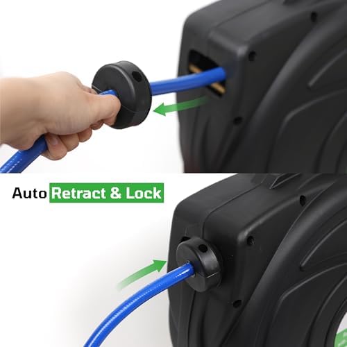 DYNAMIC POWER Elite Retractable Air Hose Reel with 3/8-Inch by 50-Feet PU Air Hose exceptional resistance to abrasion, oil, and weather - DP-HR5-315