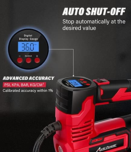 AVID POWER 20V Rechargeable Cordless Tire Inflator Portable Air Compressor
