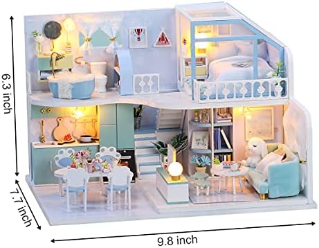 GuDoQi DIY Miniature Dollhouse Kit with Furniture, Tiny House kit 1:24 Scale, Need to Assemble Around 30 Hours