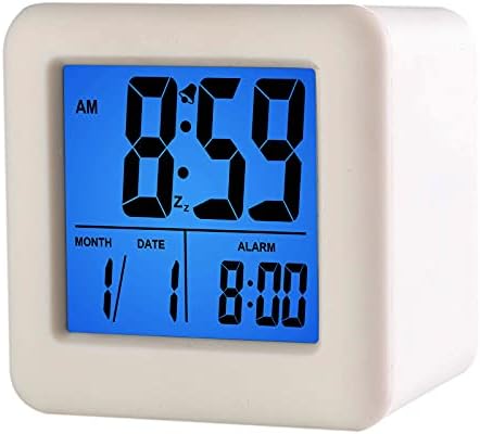 Plumeet Digital Alarm Clock Kids Clock with Snooze and White Nightlight - Easy Setting Travel Alarm Clocks Display Time, Date