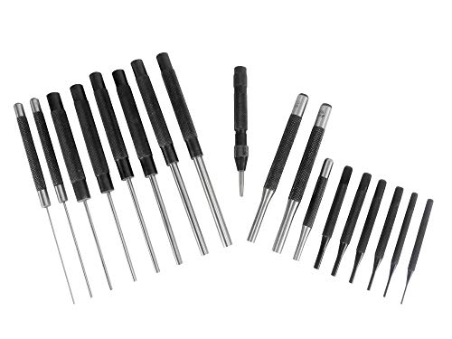Taytools 466125 18 Piece Roll Pin Punch Set with 8 Inch Long and 4 Inch Short Pins, Includes Sizes 1/16 Through 3/8 Inch