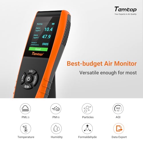 Temtop Air Quality Monitor PM2.5 PM10 Particle Counter, Formaldehyde, Temperature, Humidity