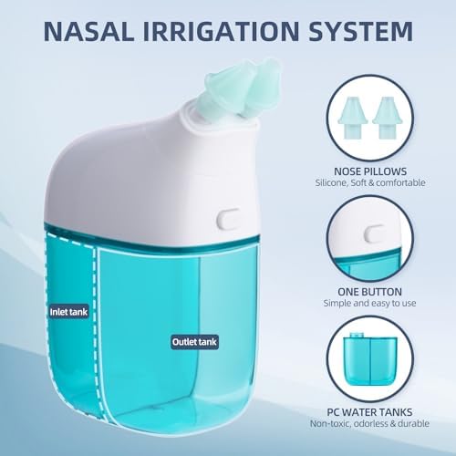 Nasal Irrigation System, Sinus Rinse Machine, Nasal Rinse Machine with Salt Water Tank & Waste Collection Tank - Nose Cleaner for Sinus