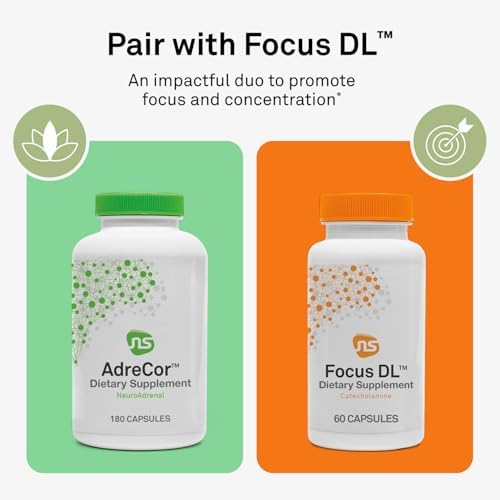 Neuroscience AdreCor Adrenal Support Supplement, 180 ct | Promotes Cortisol Detox, Stress Fatigue & Energy, Rhodiola, L-Tyrosine