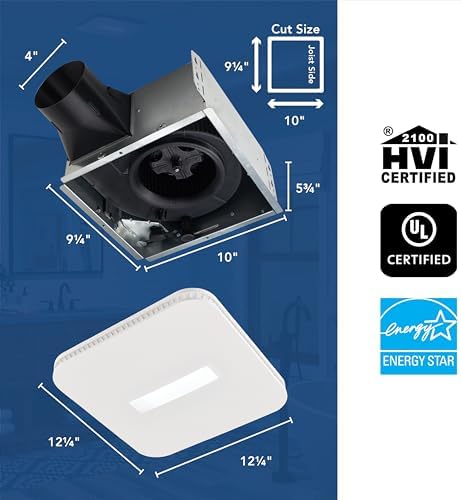Broan-NuTone Bathroom Exhaust Fan – Retrofit Design Replaces Existing Fan Without Attic Access, Quiet 1.0 Sones, 110 CFM, Powerful Ventilation with 4 Selectable CCT Light Settings for a Modern Look