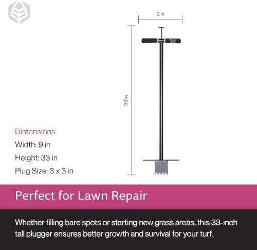 Yard Butler Sod Plugger, No-Bend Lawn Repair for Grass Plugs | Ergonomic No-Bend Sod Plugger for Zoysia, St. Augustine and Bermuda Grass