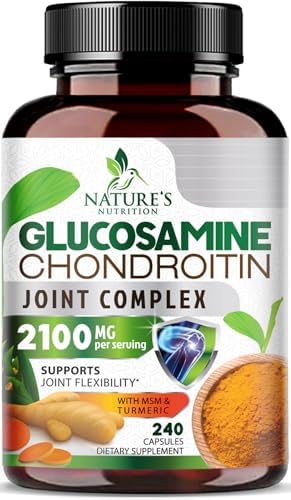 Glucosamine Chondroitin MSM 2100mg - Joint Support Supplement for Joint Mobility & Cartilage Support For Men and Women - Glucosamine Supplements with Turmeric & Boswellia, USA Bottled - 120 Capsules