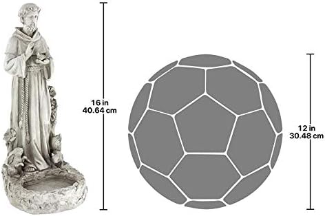 Design Toscano Francis of Assisi Blessing Religious Garden Decor Statue with Bird Bath Feeder, 19 inches Tall, Cast Stone Resin, Gray Stone Finish