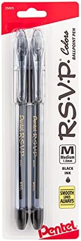 Pentel RSVP Ballpoint Pen, (1.0mm), Medium Line, Assorted Ink, Pack of 8 (BK91CRBP8M)
